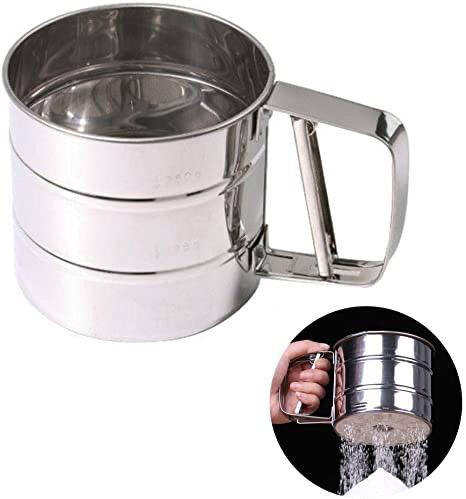 Tamiz De Harina De Acero Inoxidable, Vaso Tamiz De Mano, Tamiz De Hornear Versátil Para Harina, Azúcar Glas, Compacto Y Resistente, Para Panaderos Caseros, 1 Tamiz De Harina