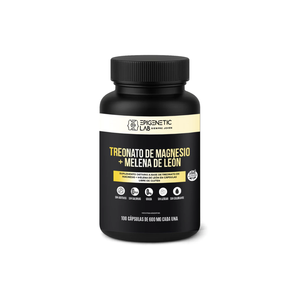 TREONATO DE MAGNESIO + MELENA DE LEON X 100 CAP DE 600 MG SIN TACC