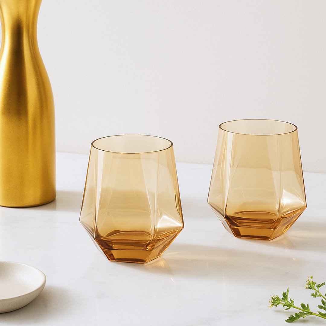 VASO HEXAGONAL DORADO X6 UNIDADES