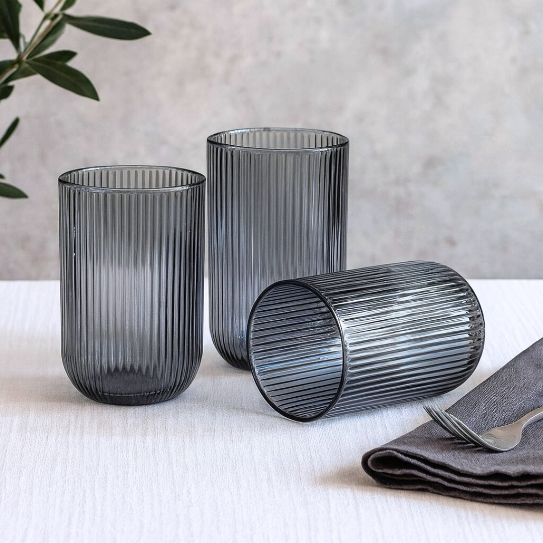 VASO RAYADO NEGRO X6 UNIDADES