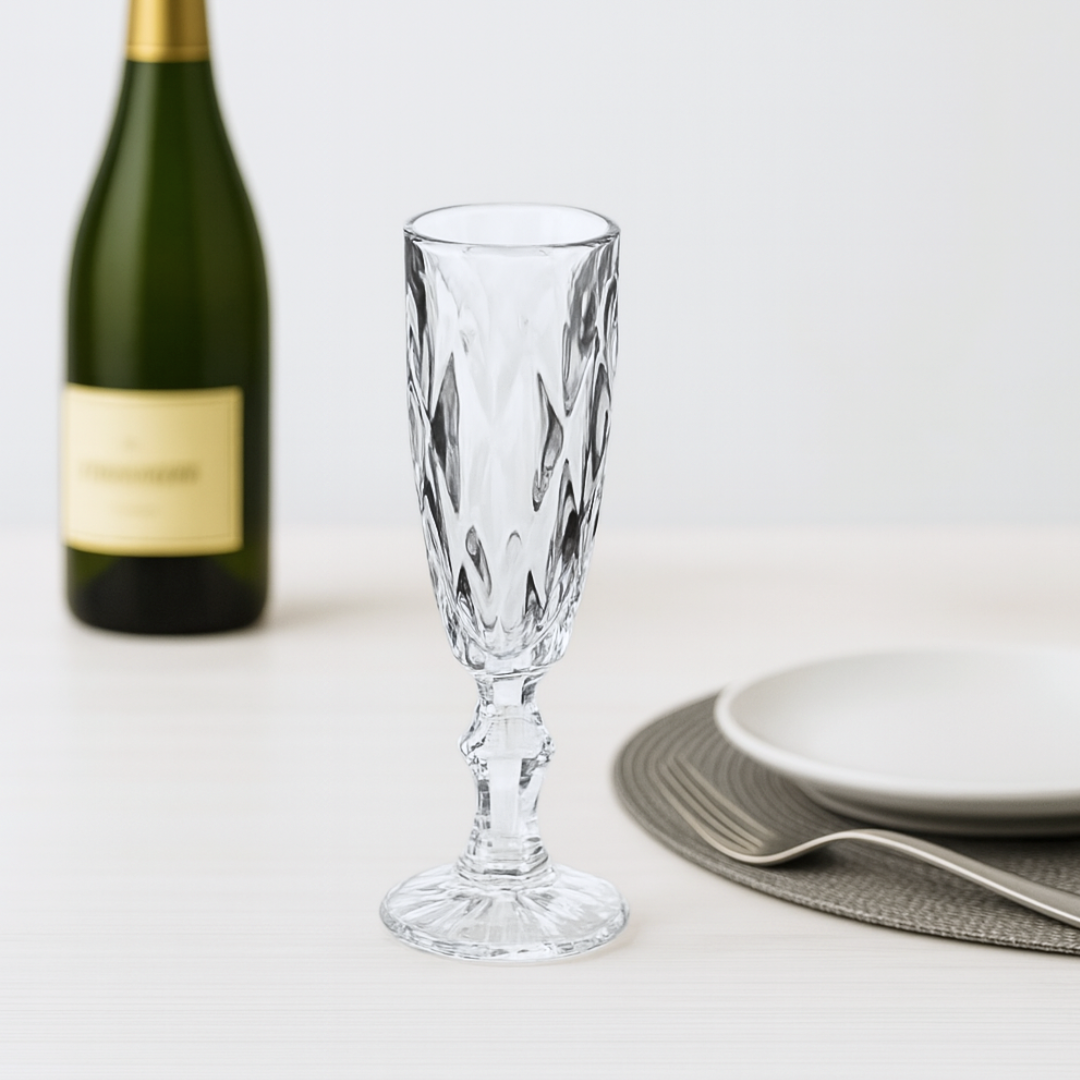 COPA DE CHAMPAGNE ROMBOS X6 TRANSPARENTE