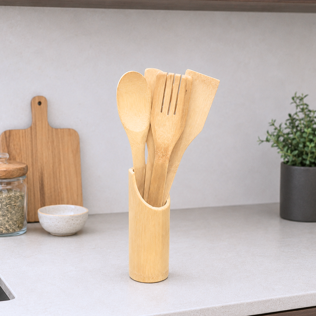 SET DE 4 UTENSILLOS CON BASE