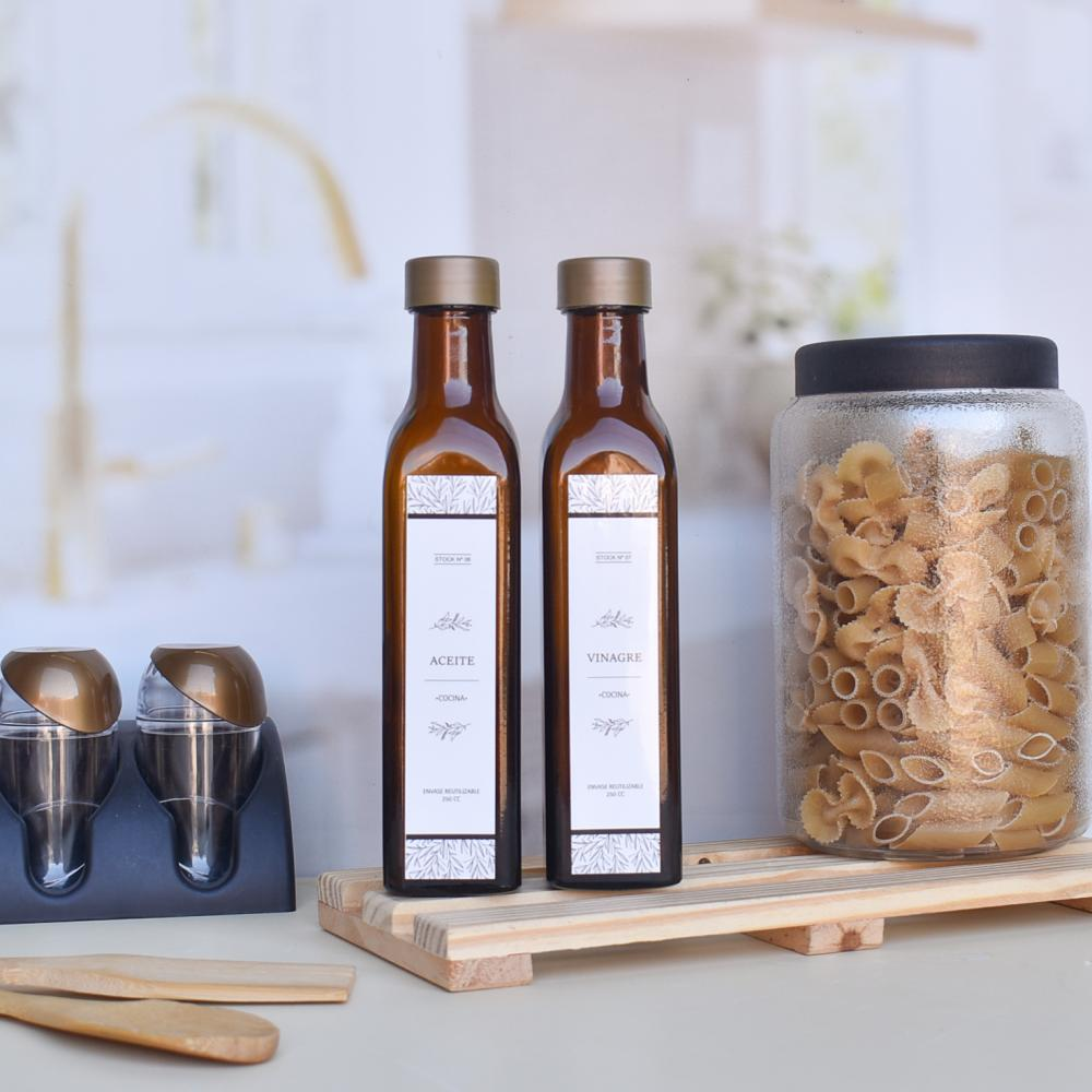 BOTELLA DE ACEITE Y VINAGRE 250 CC HOGAR LINEA AMBAR