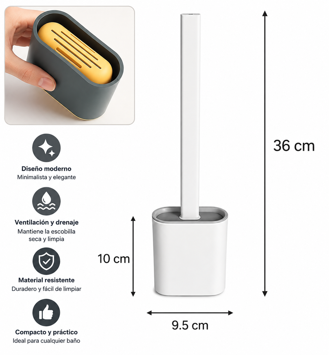 Escobillare de baño cepillo punta flexible silicona 