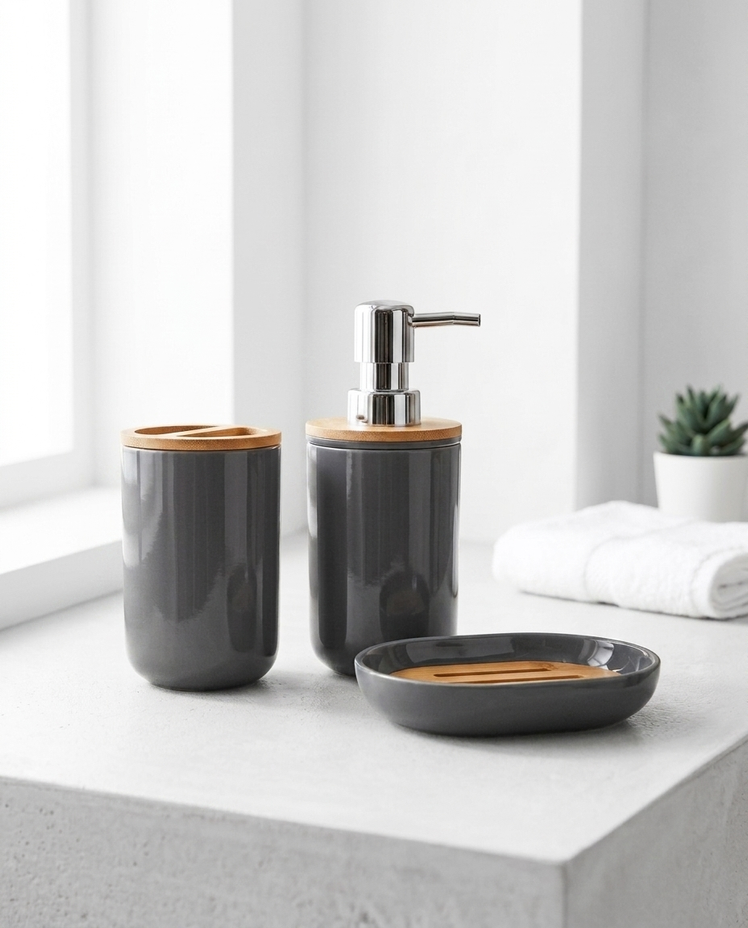 Set de Baño Iruya Gris Oscuro