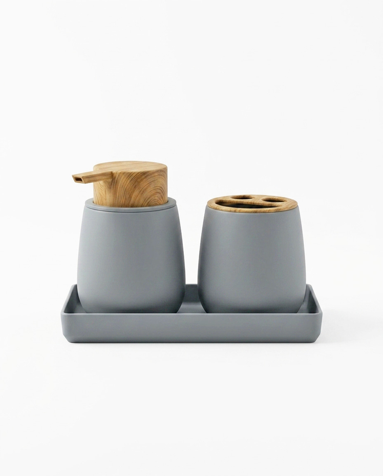Set de Baño Tolhuin Gris y símil Madera