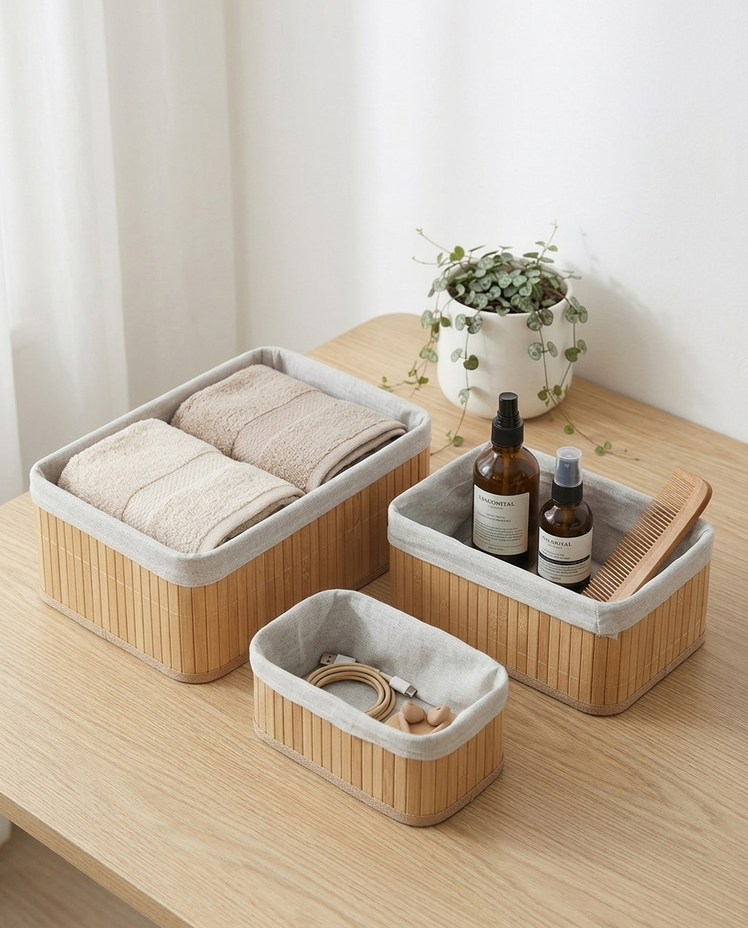 Set x 3 Cajas Bambú Milet Rectangulares