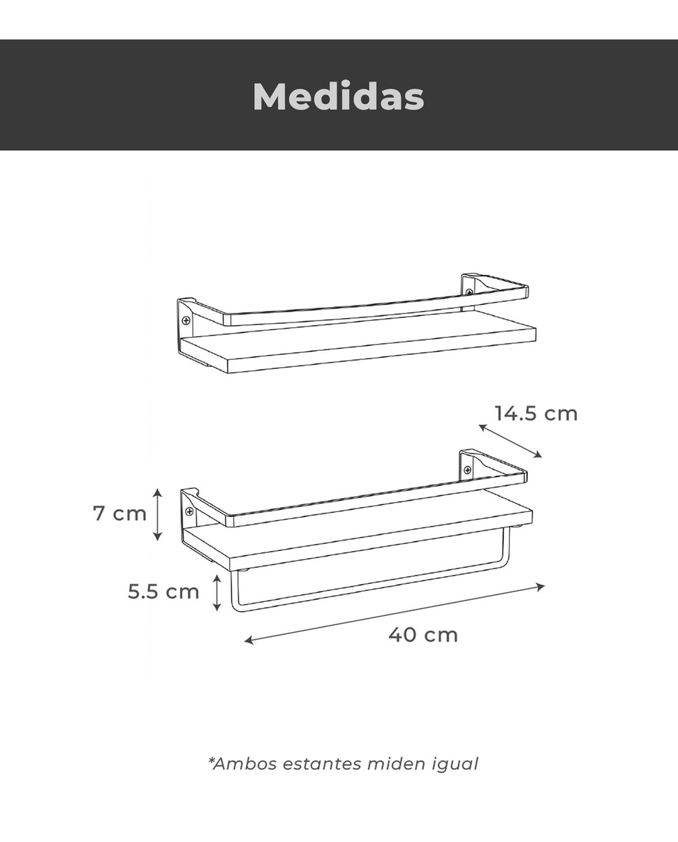 Set x 2 Estantes con Barral Bruk