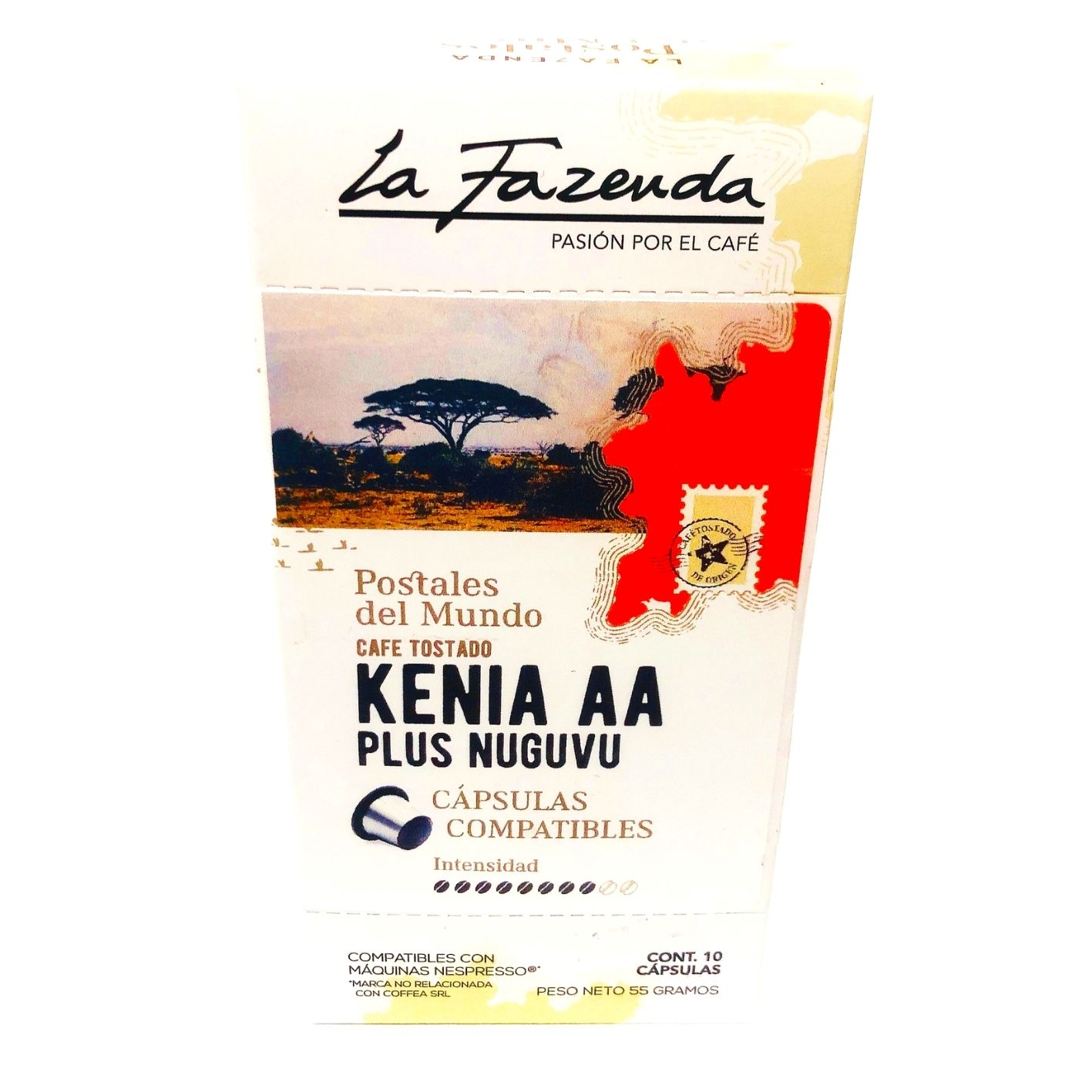 KENIA - CAPSULAS COMPATIBLES LA FAZENDA - 10 UNIDADES - HEREDIA INFUSIONES