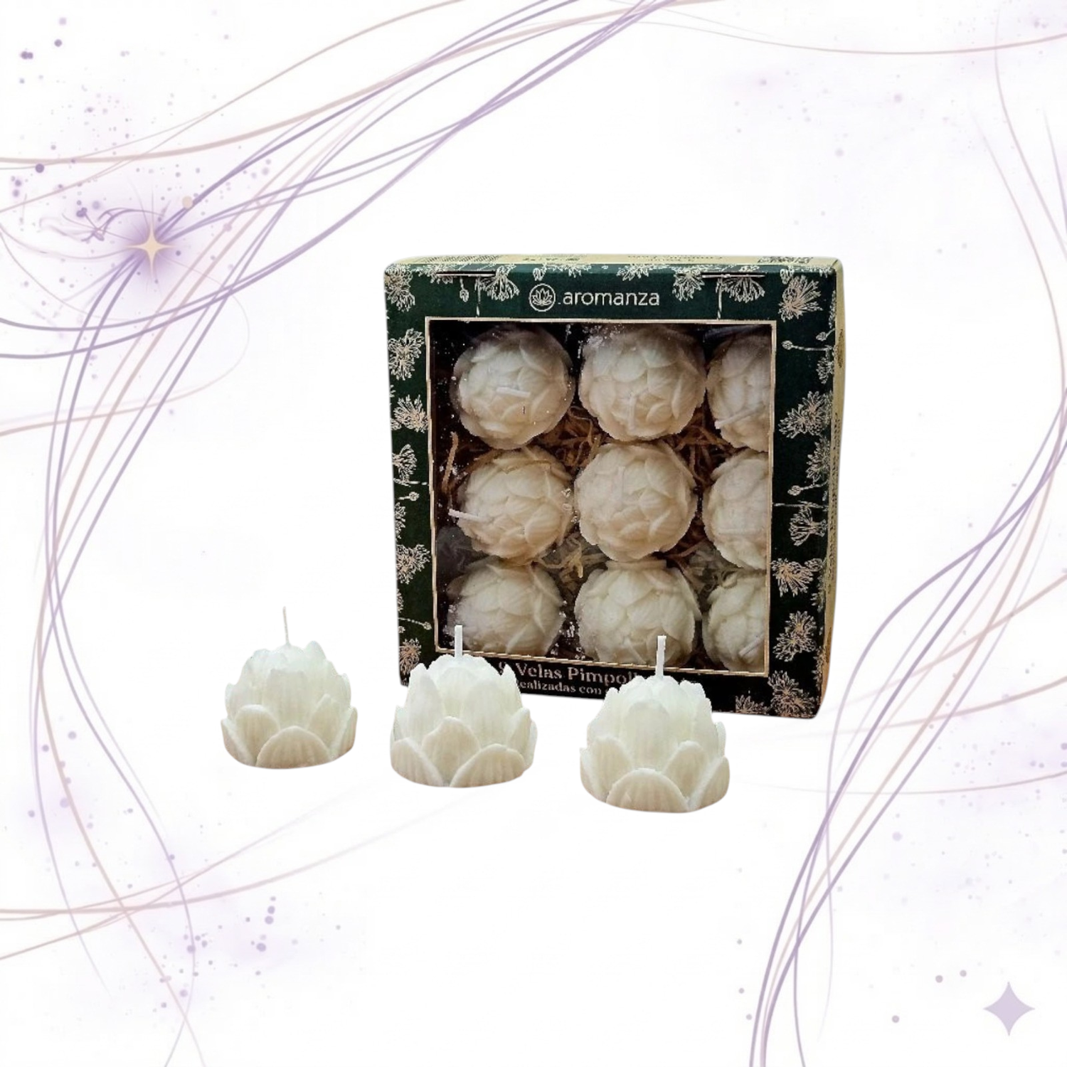 VELA LOTO CERA VEGETAL AROMANZA X9