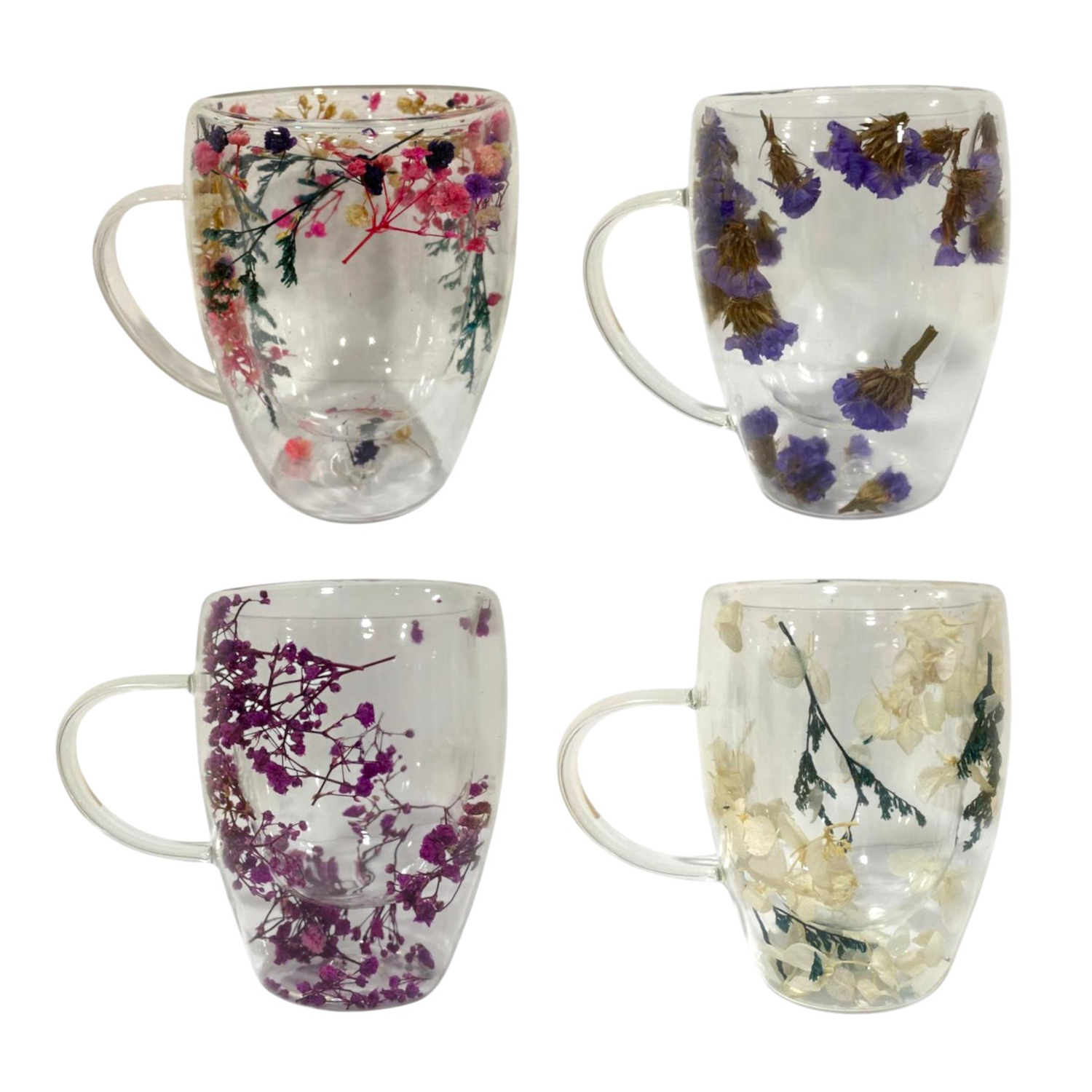 TAZA VIDRIO CON FLORES 