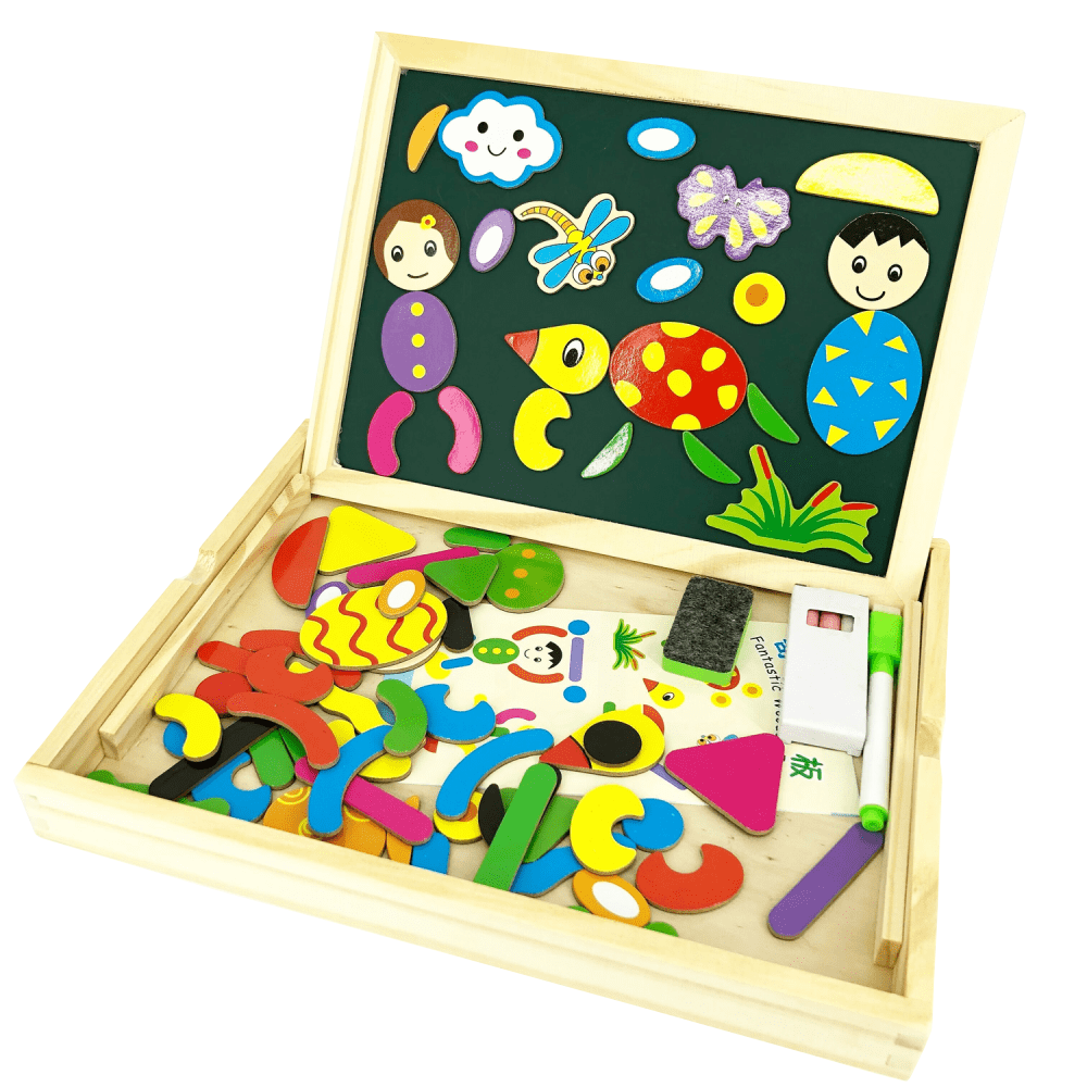 MT05039 PIZARRA DIDÁCTICA IMANTADA DOBLE - CAJA DE MADERA CON FIGURAS 2007505050392