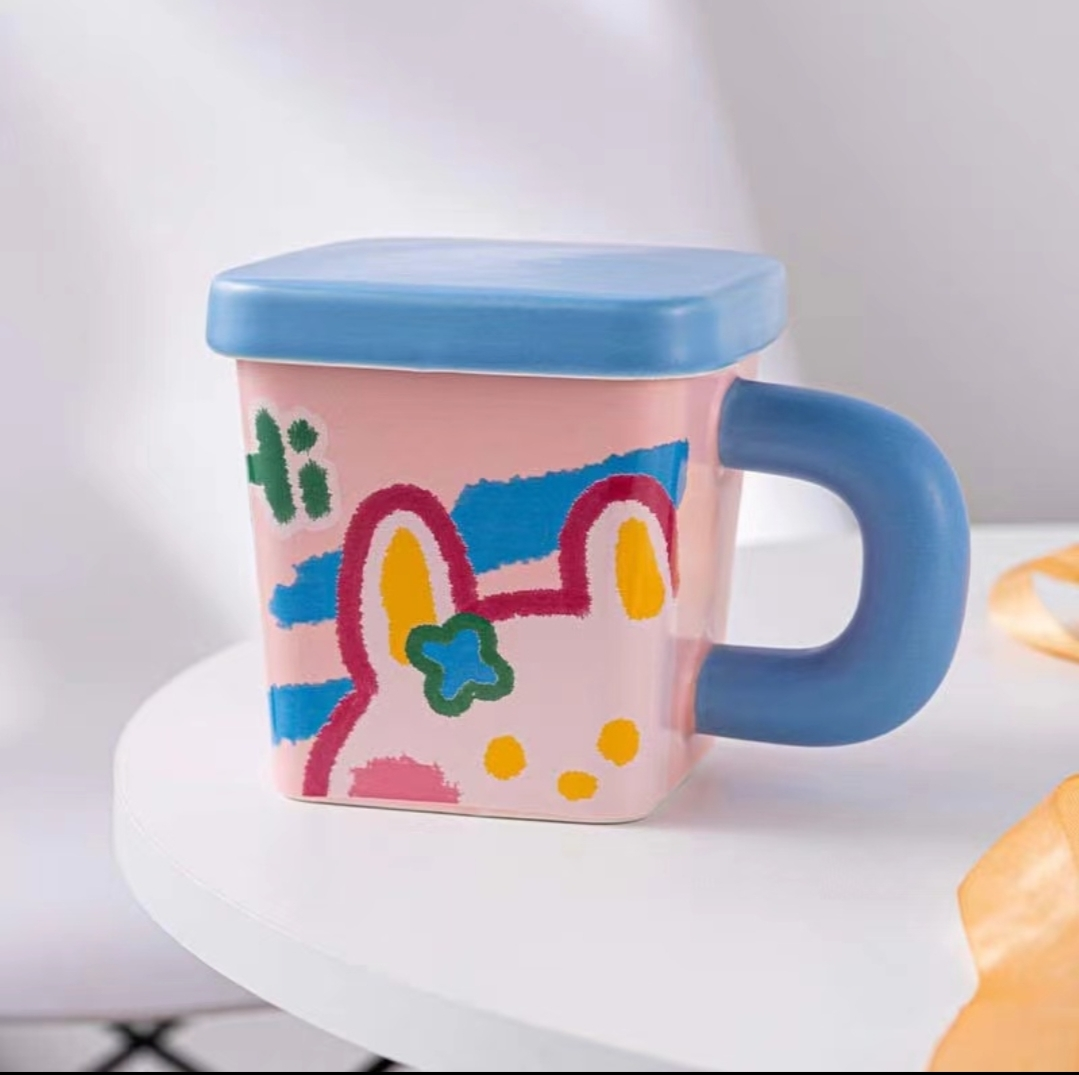 MT09331 TAZA CERAMICA CUADRADA ANIMALES 2