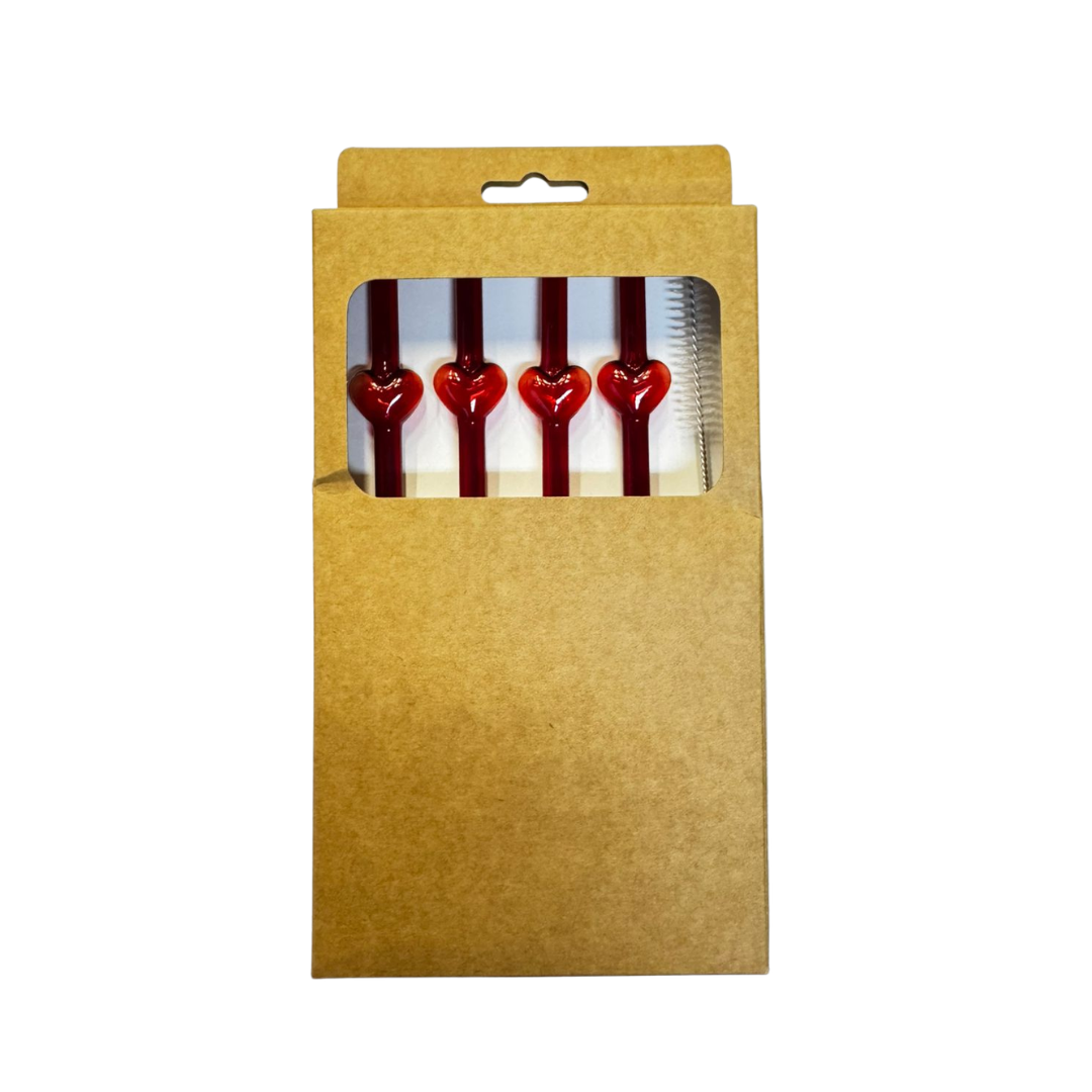 AA1518 SORBETES DE VIDRIO ROJO CON CORAZONS X 4