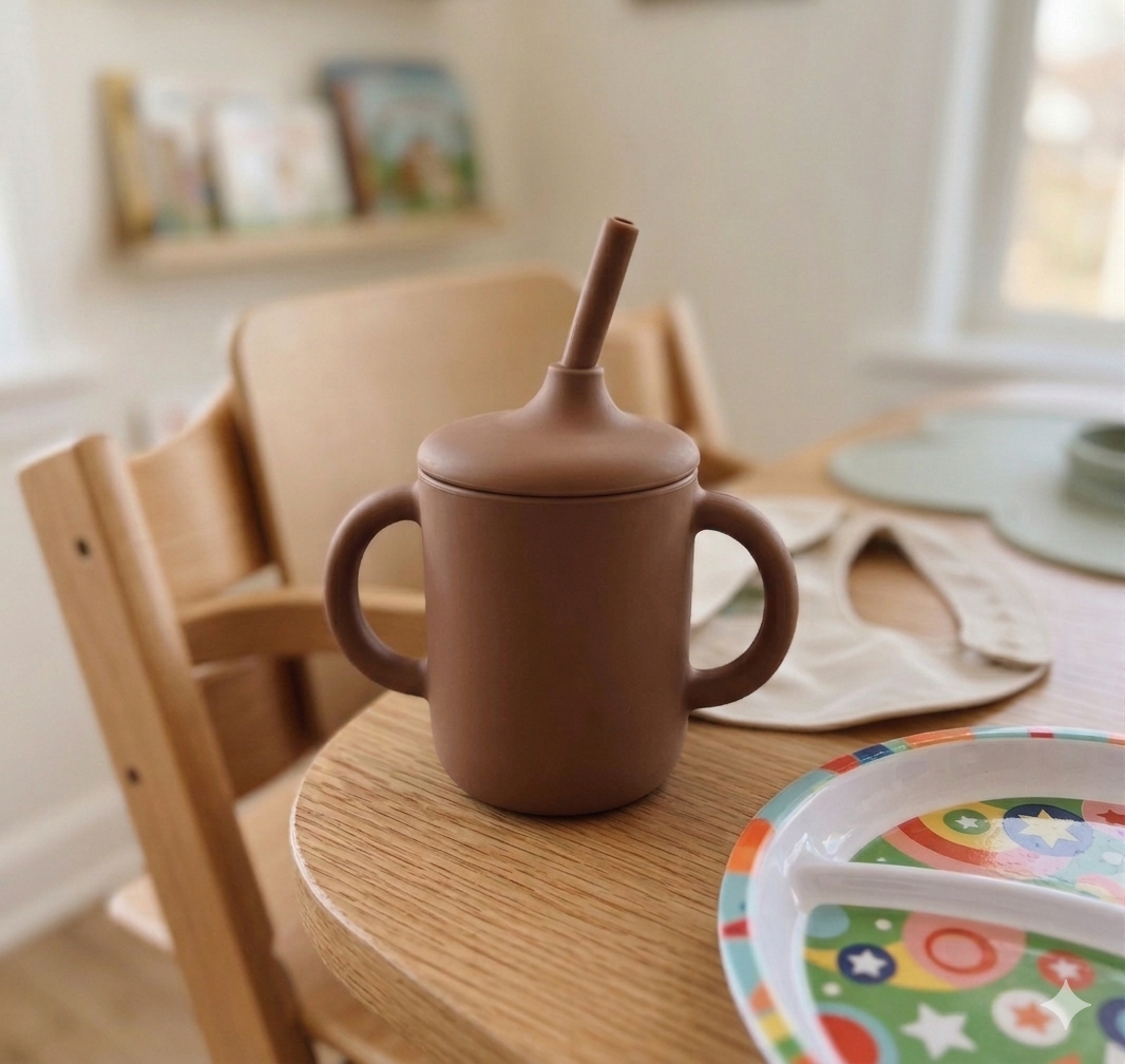 AA1618 VASO SILICONA CON 2 ASAS Y SORBETE PARA BEBE COLOR UVA