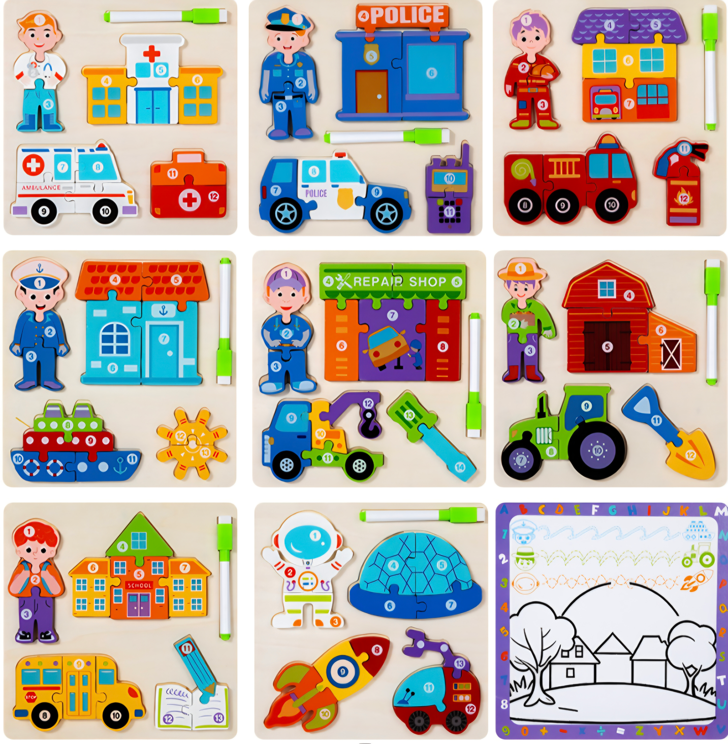 AA1593 JUEGO DE TRABAJOS CON PIZARRA