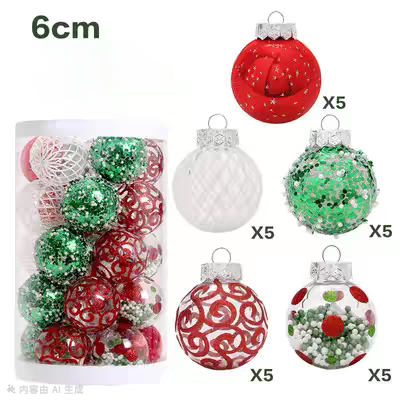 AA1987-1 SET DE PELOTAS NAVIDAD ROJA + VERDE + BLANCA X 25