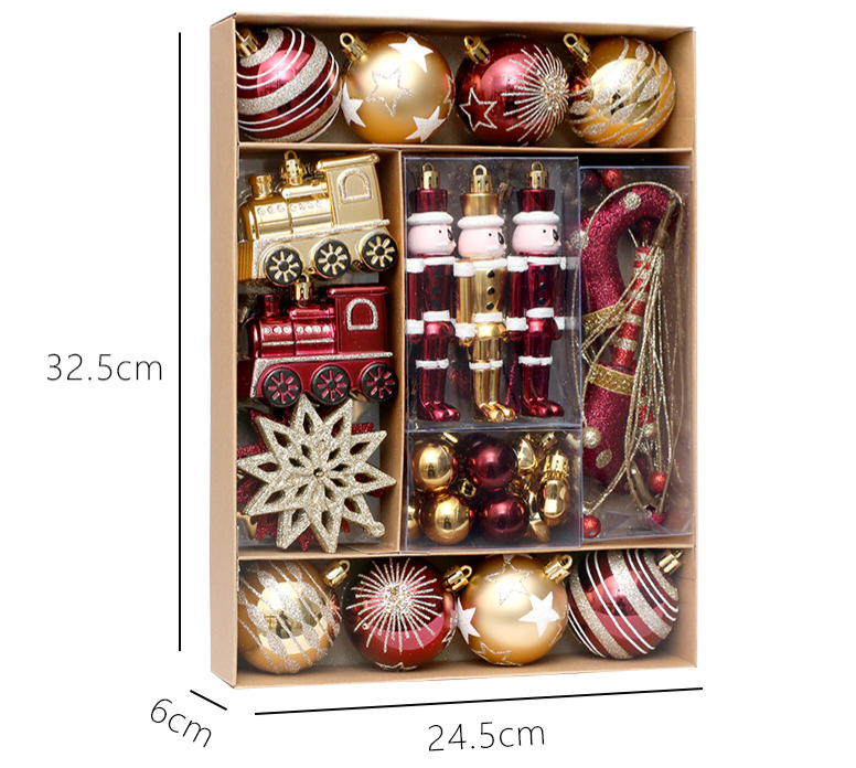AA1996 SET DE PELOTAS Y ADORNOS NAVIDAD ROJA+DORADA X 50 PIEZAS