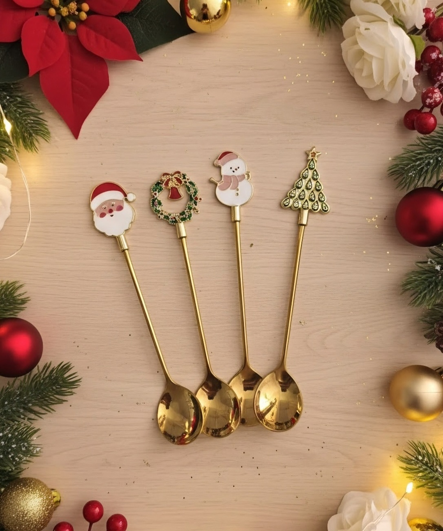 AA2201 SET DE CUCHARITAS NAVIDAD X 4 EN CAJA DE REGALO