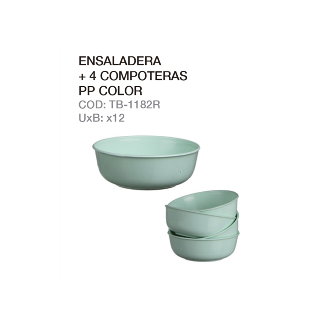 Ensaladera 4 Compoteras Pp Color