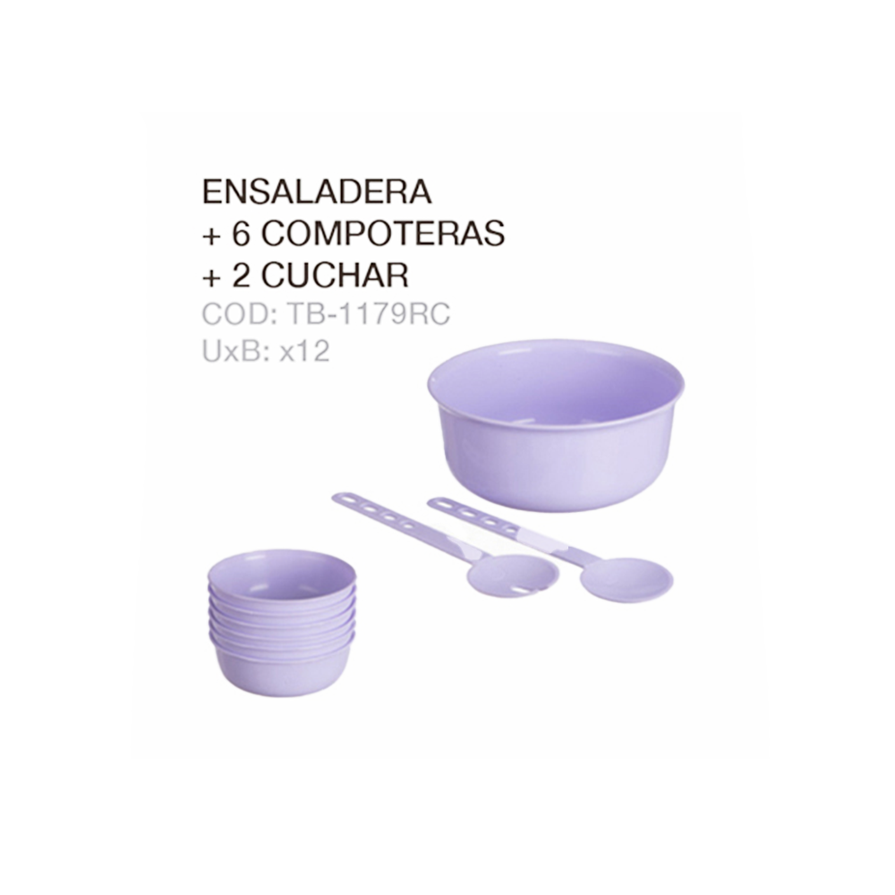 Ensaladera 6 Compoteras 2 Cucharas
