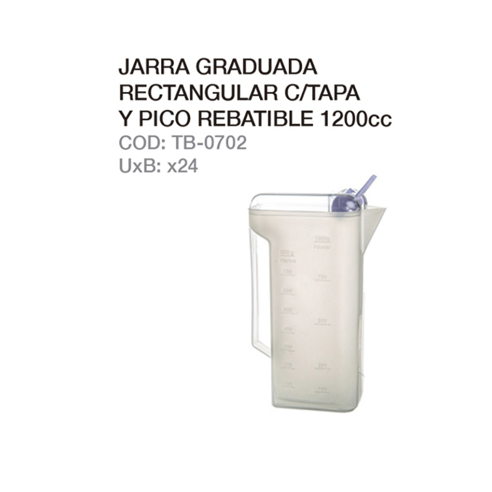 Jarra Graduada Rectangular C/tapa Y Pico Rebatible 800cc