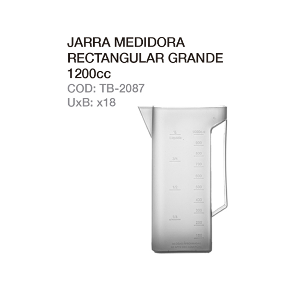 Jarra Medidora Rectangular Grande 1200cc