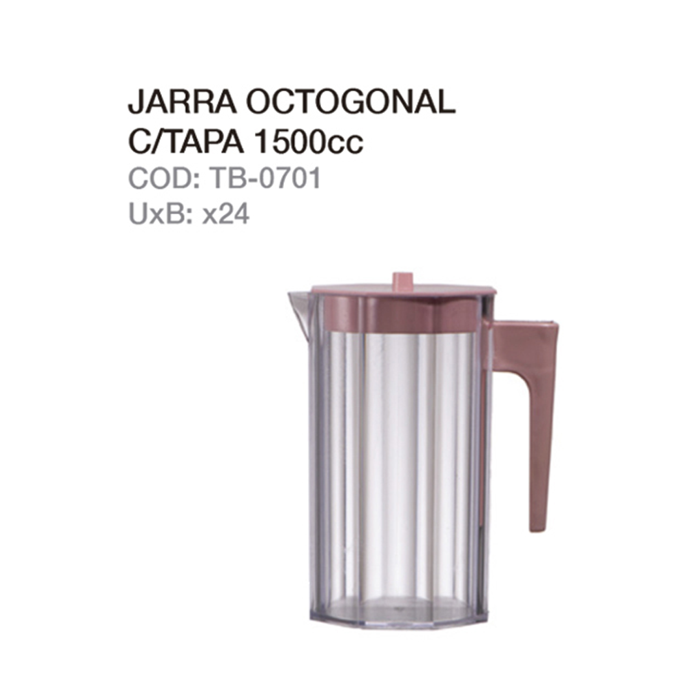 Jarra Octogonal C/tapa 1500cc