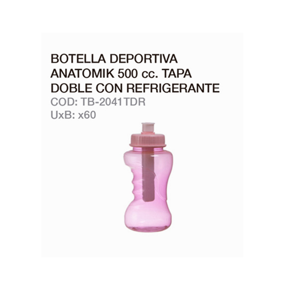 Botella Deportiva Anatomik 500cc Tapa Doble Con Refrigerante