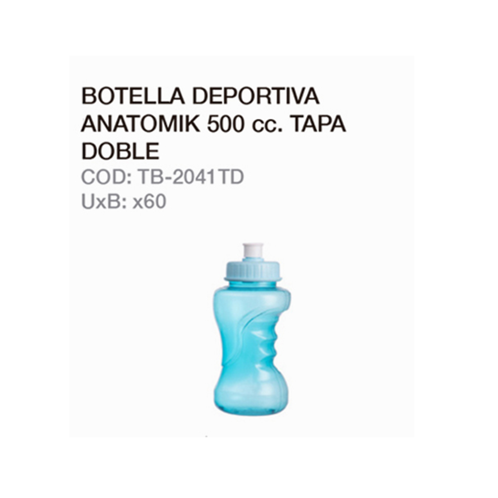 Botella Deportiva Anatomik 500cc Tapa Doble Con Refrigerante