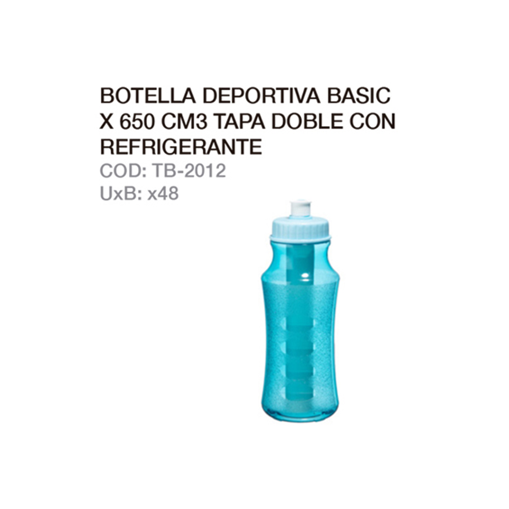 Botella Deportiva Basic 650cc Tapa Doble Con Refrigerante