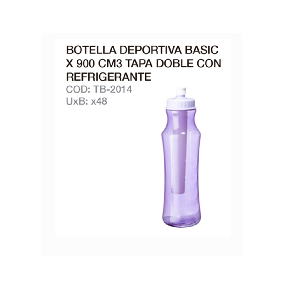 Botella Deportiva Basic 900cc Tapa Doble Con Refrigerante