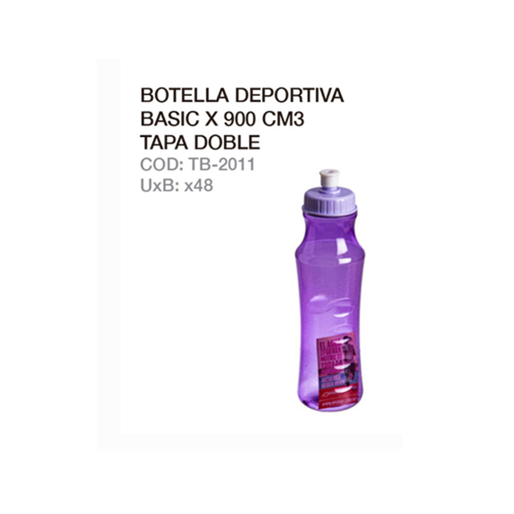 Botella Deportiva Basic 900cc Tapa Doble Con Refrigerante