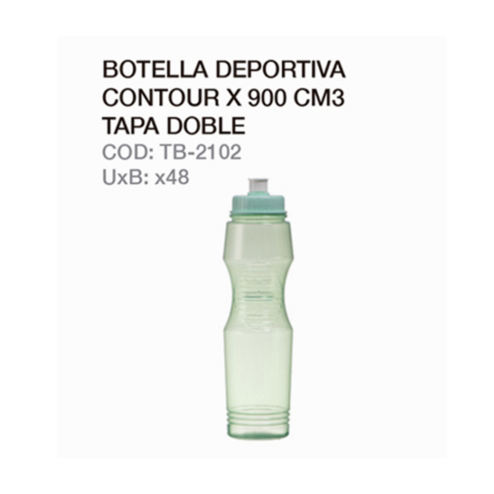 Botella Deportiva Contour 900cc Tapa Doble