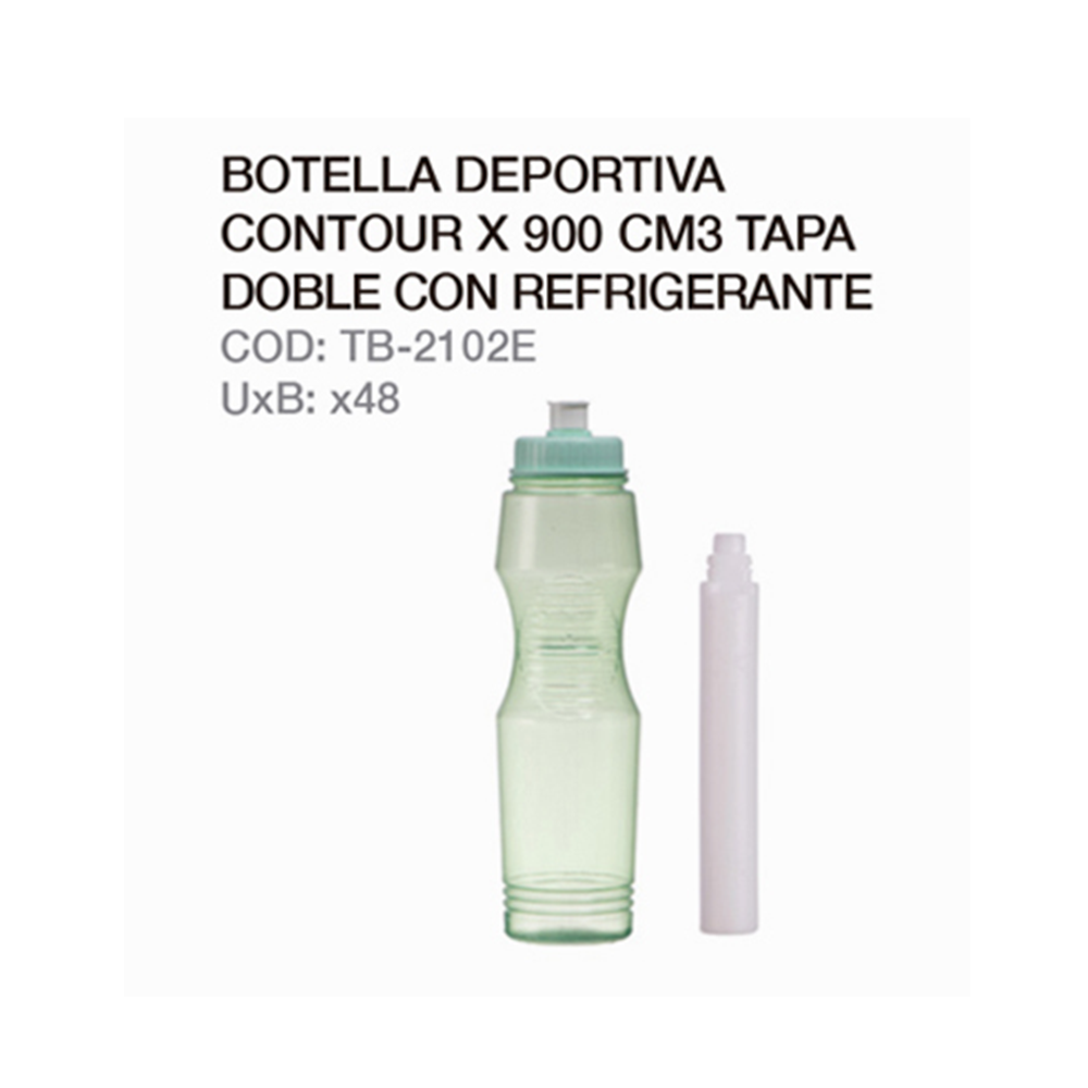 Botella Deportiva Contour 900cc Tapa Doble Con Refrigerante