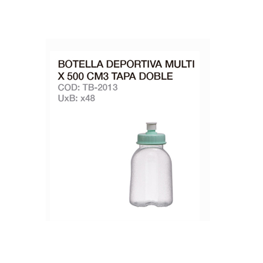 Botella Deportiva Multi 500cc Tapa Doble