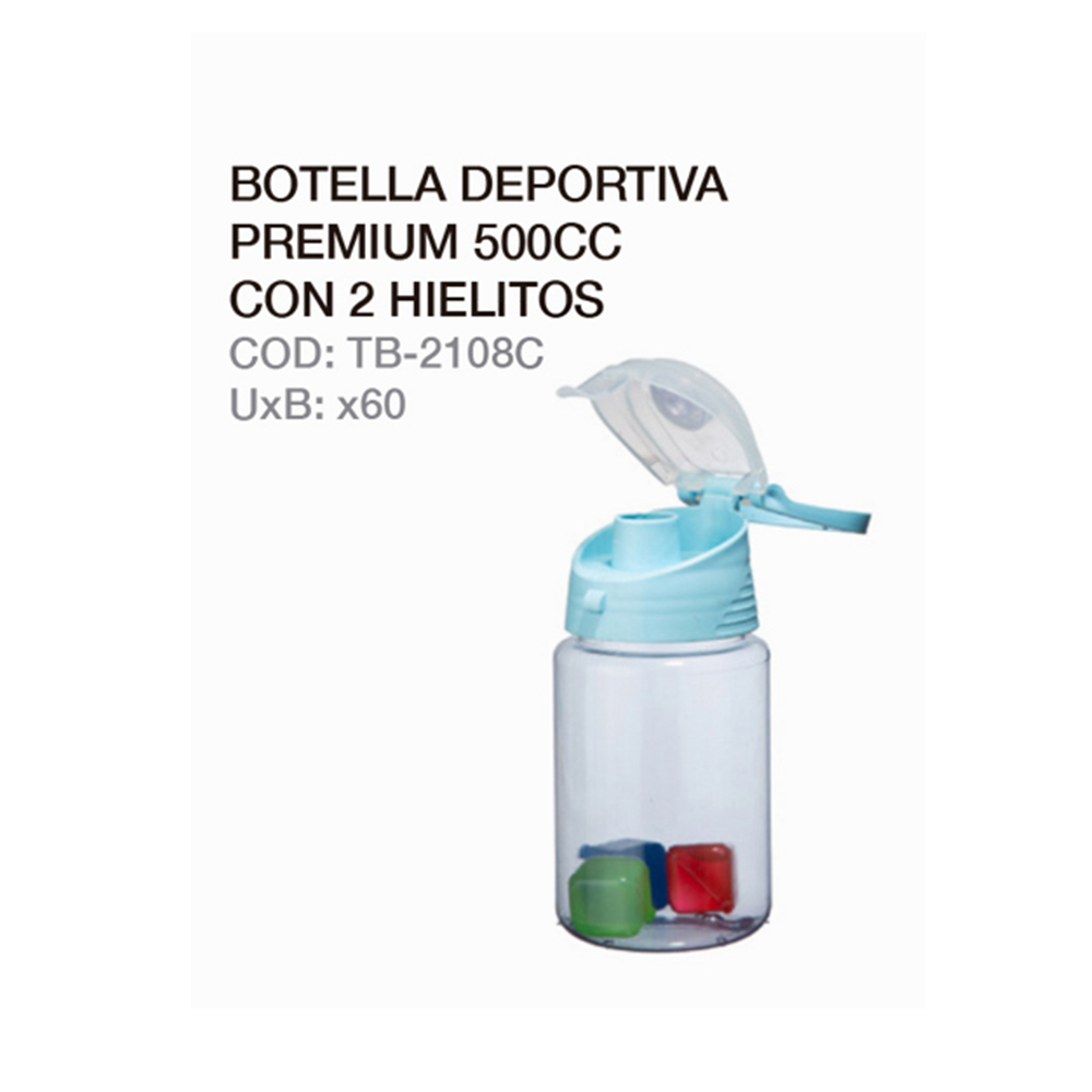 Botella Deportiva Premium 500cc Con 2 Hielitos