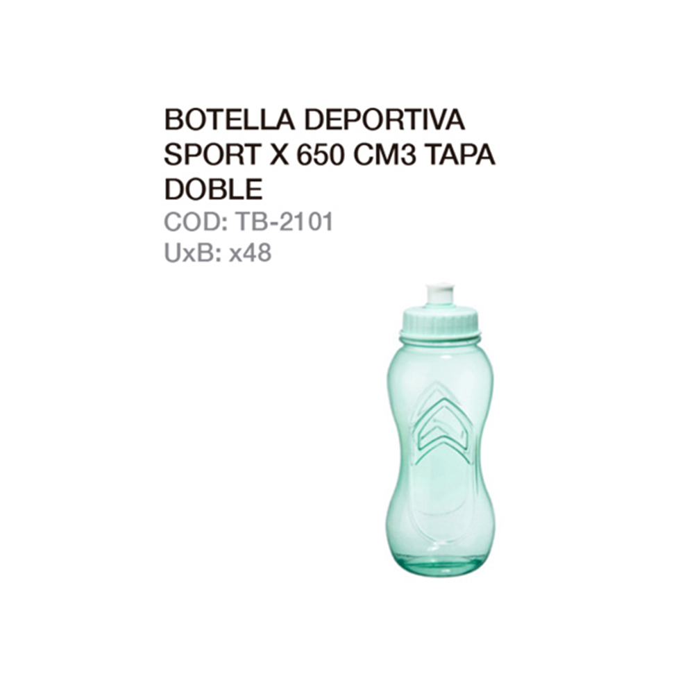 Botella Deportiva Sport 650cc Tapa Doble