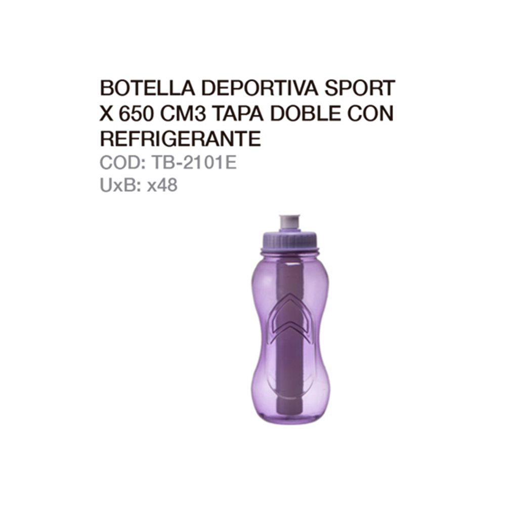 Botella Deportiva Sport 650cc Tapa Doble Con Refrigerante