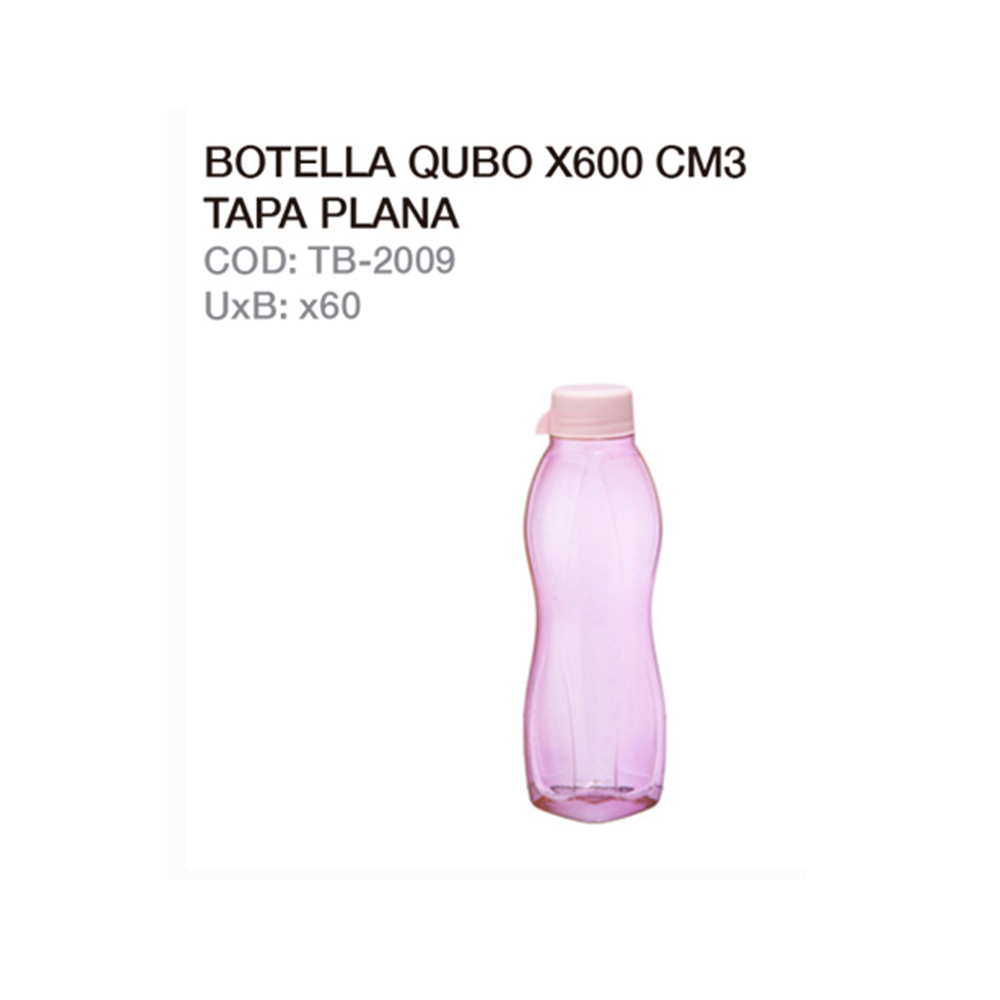 Botella Qubo 600cc Tapa Plana