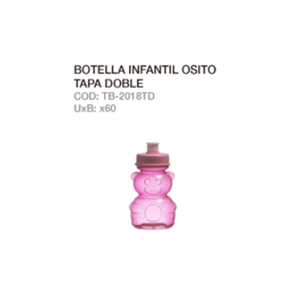 Botella Infantil Osito Tapa Doble Con Refrigerante