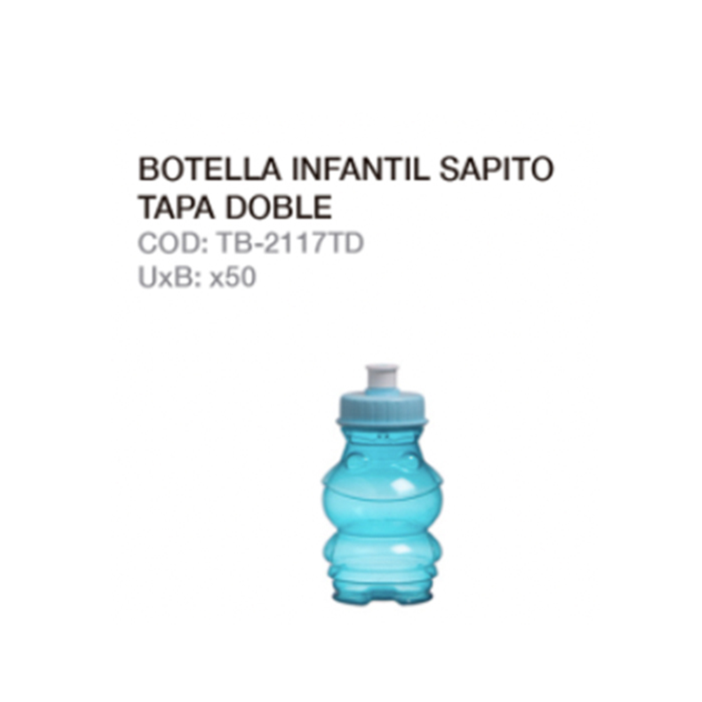 Botella Infantil Sapito Tapa Doble Con Refrigerante