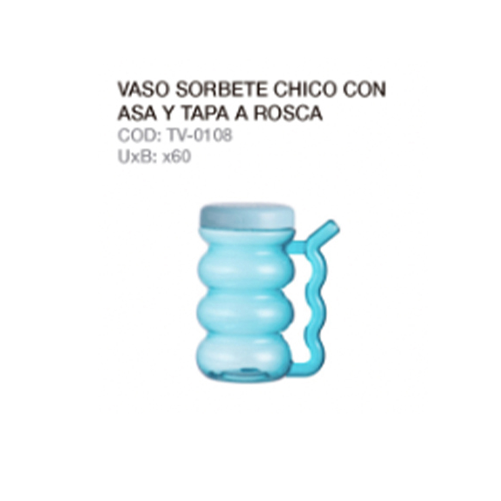 Vaso Sorbete Chico Con Asa Y Tapa A Rosca