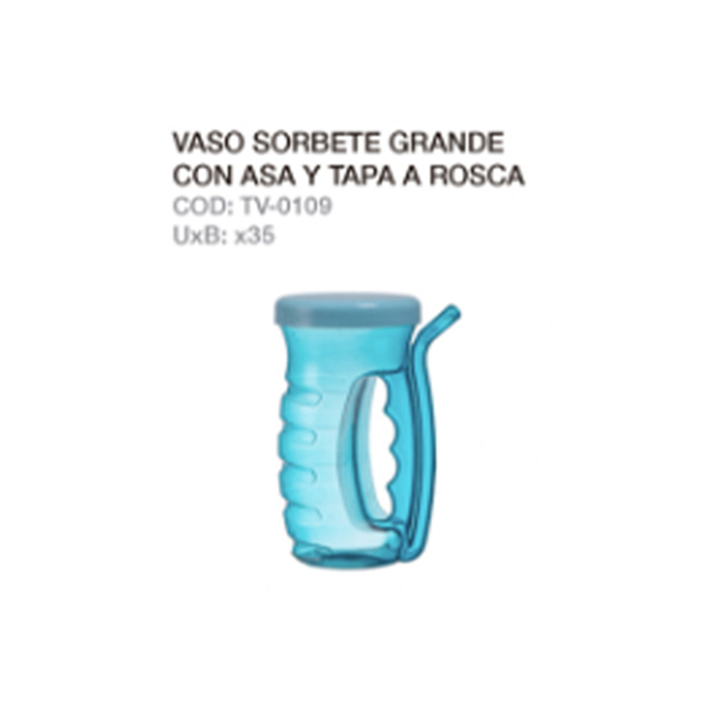 Vaso Sorbete Grande Con Asa Y Tapa A Rosca
