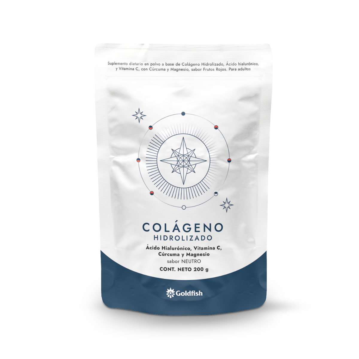 GOLDFISH COLAGENO HIDROLIZADO, VIT C, CURCUMA Y MAGNESIO SIN SABOR X 200 G