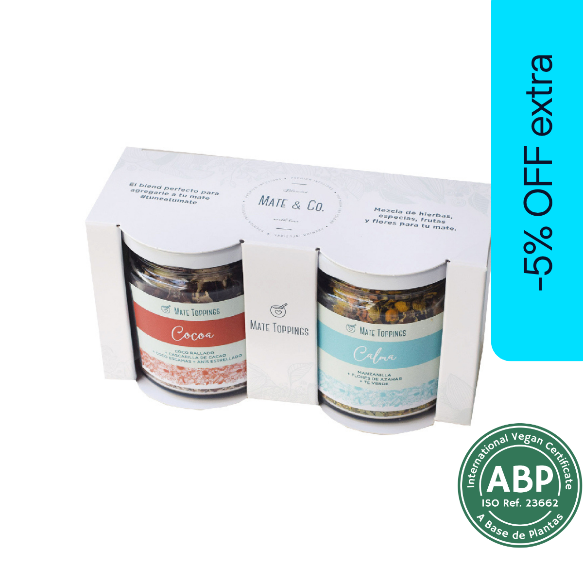 SET X 2 FRASCOS TOPPING MATE & CO