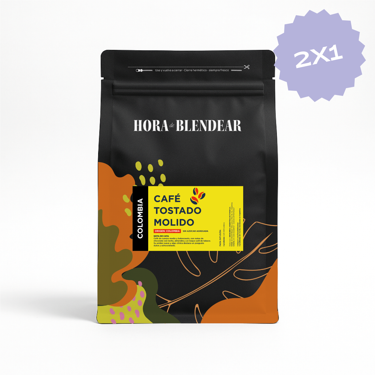 CAFE TOSTADO MOLIDO COLOMBIANO DOYPACK X 500 G HORA DE BLENDEAR