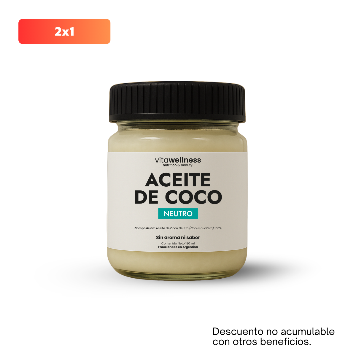 ACEITE DE COCO NEUTRO VIDRIO X 180 ML VITAWELLNES