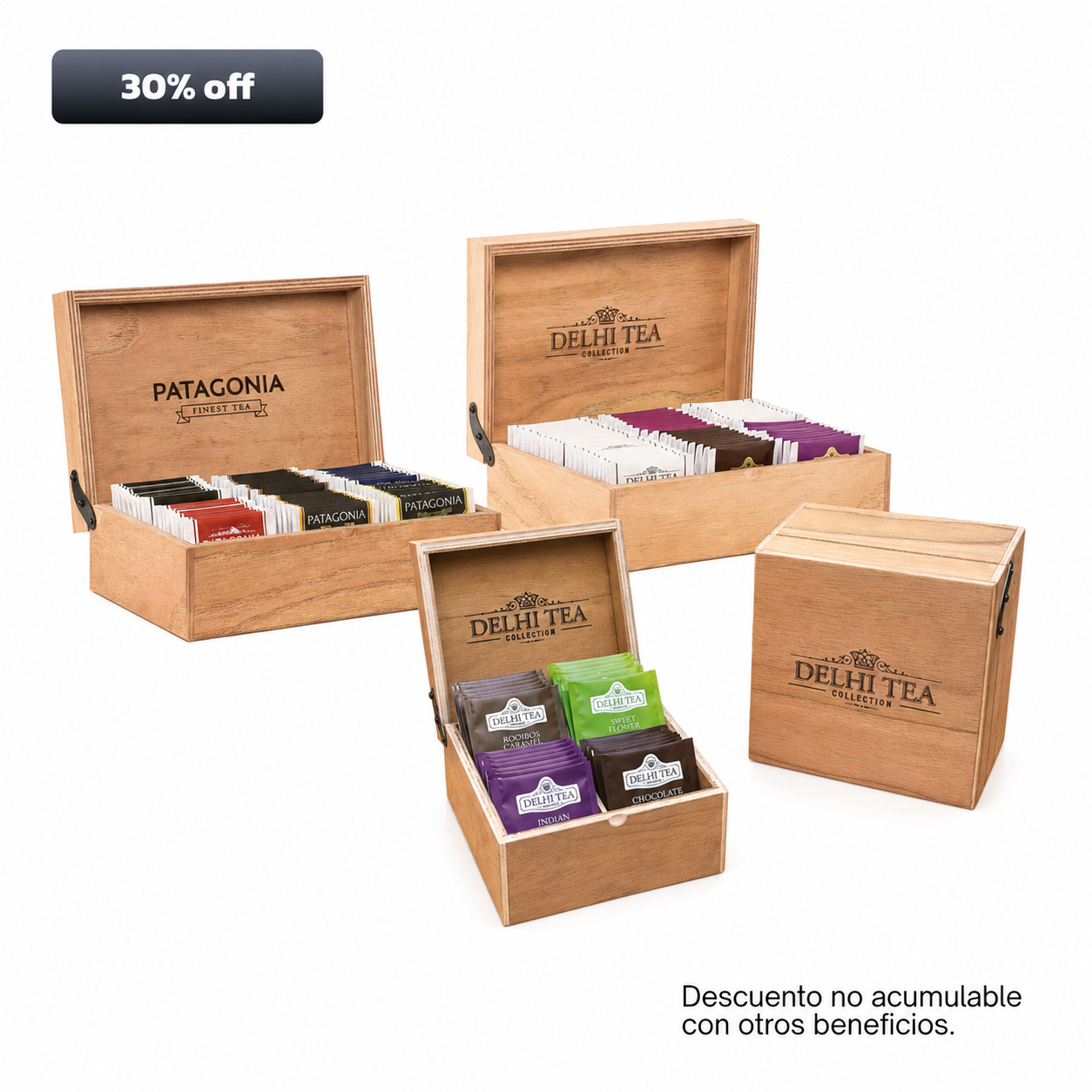 CAJA DE MADERA x 60 SAQUITOS