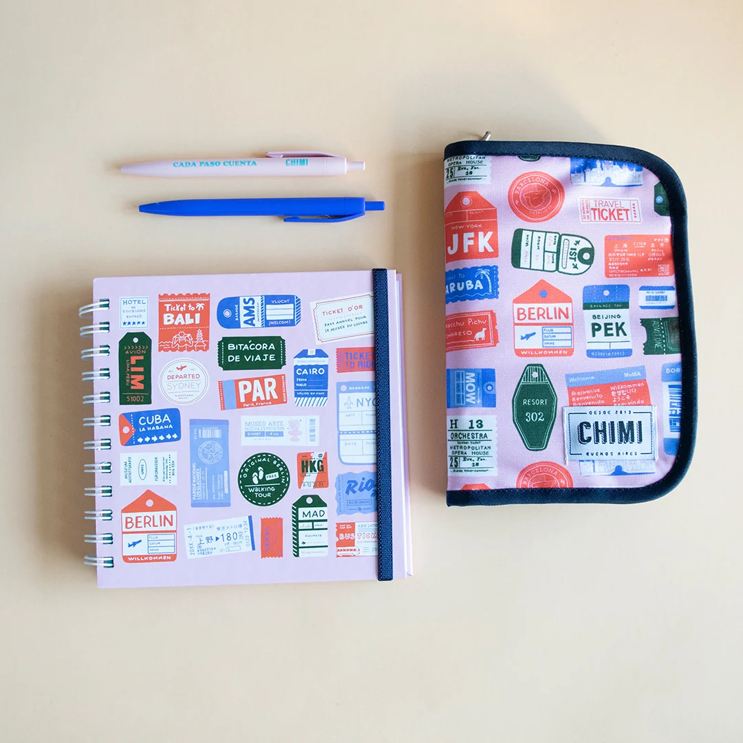 Set travel Tickets rosa